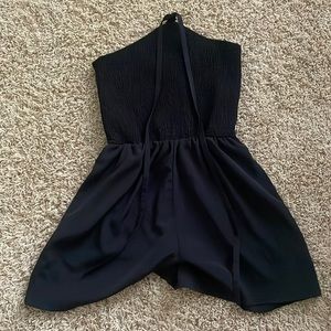 Lily rose black cropped romper with ties on neck size:Xs